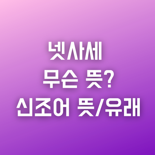 넷사세 무슨 뜻? (신조어 의미 알려줘+유래) 썸네일