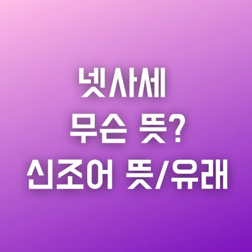 넷사세 무슨 뜻? (신조어 의미 알려줘+유래) 썸네일
