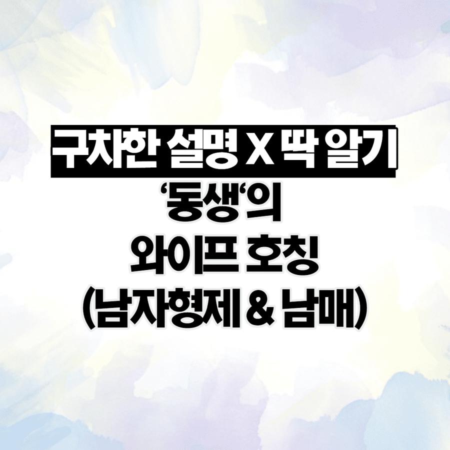 '동생'의 와이프 호칭  (남자형제 & 남매의 경우) 썸네일